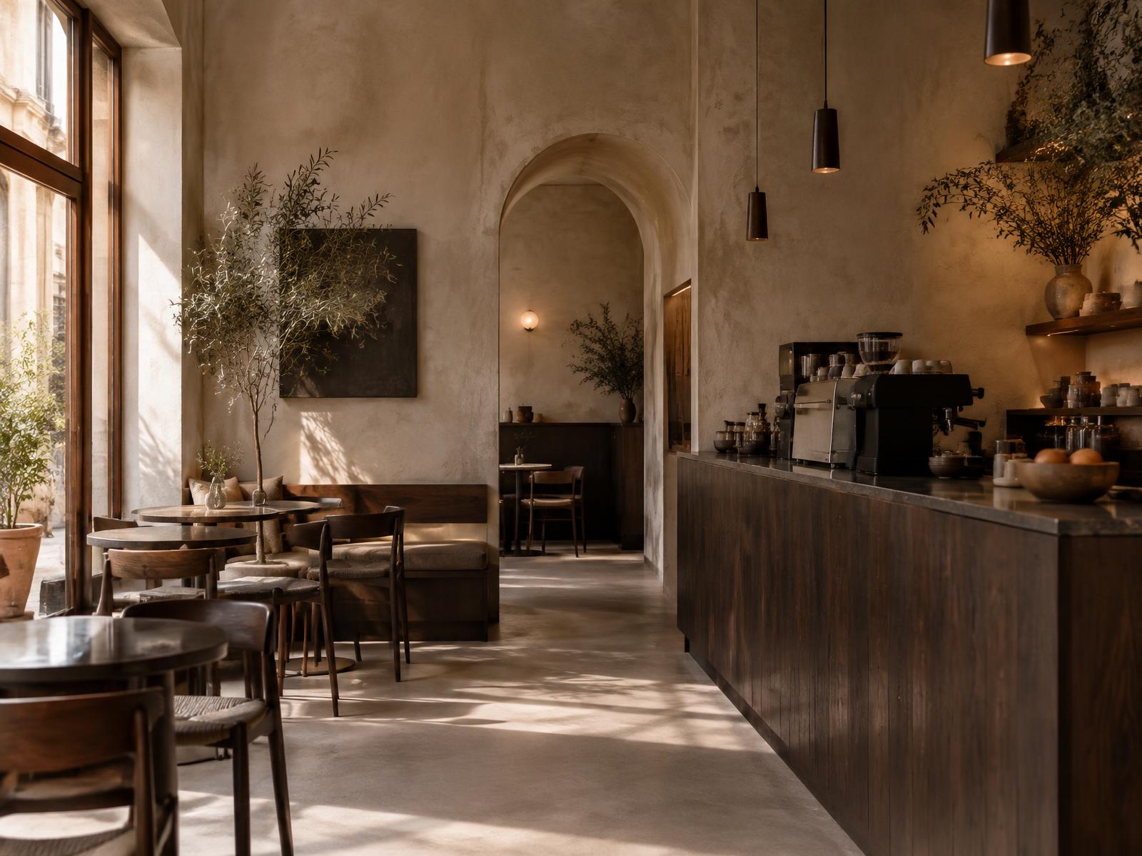 Cafe Parisienne warm interior and coffee bar